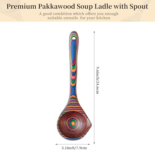 Pakkawood Rainbow Deep Soup Ladle with Spout