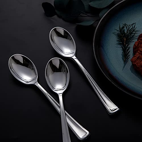 200PCS Silver Plastic Spoons (Spoon Silver)