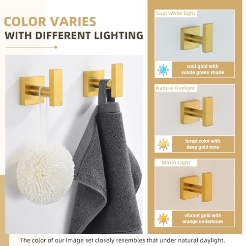 Towel Hooks for Bathroom (Brushed Dark Gold)