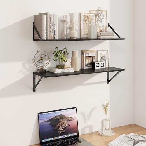 Black Deep Floating Shelves for Wall