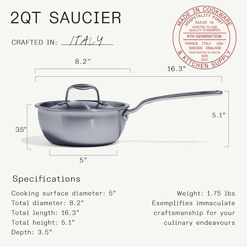 Cookware 2 Quart Stainless Steel Saucier Pan (2 QT)