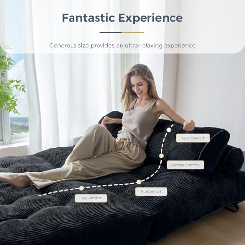 Folding Sofa Bed (Black / Full)