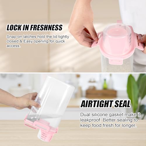 2 Pack 3 Lbs Pet Dog Cat Food Bird Seed Storage Containers for Travel (Pink-3L 2Pack)