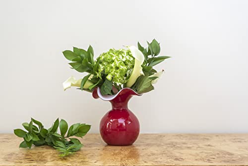 Hibiscus Glass Red Small Fluted Vase (Small / Red)