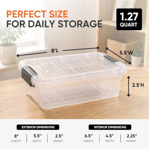 1.27 Quart Clear Plastic Storage Containers with Lids (1.27 Quart)