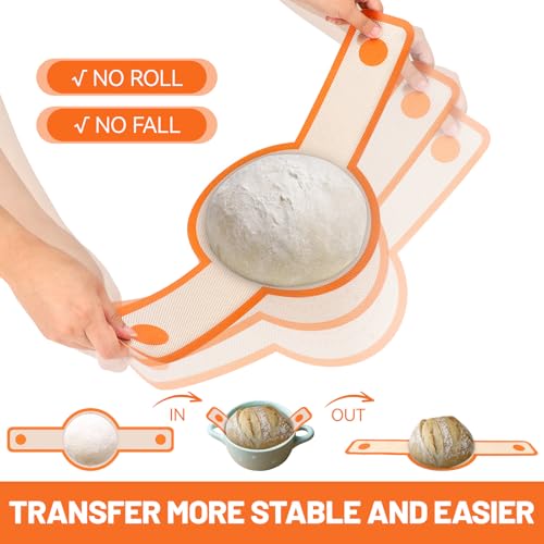 2 Pcs Silicone Bread Sling for Dutch Oven (2pcs: Orange Round)