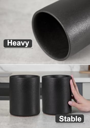 Ceramic Kitchen Utensil Holder for Countertop (Stone Black)