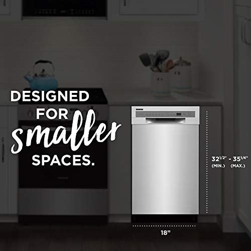 18 in. ADA Compact Front Control Dishwasher in Stainless Steel with Dual Spray Arms (Silver / Dishwasher Only)