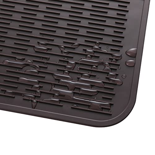 Silicone Dish Drying Mat for Multiple Usage (Coffee / 28"L x 18"W)