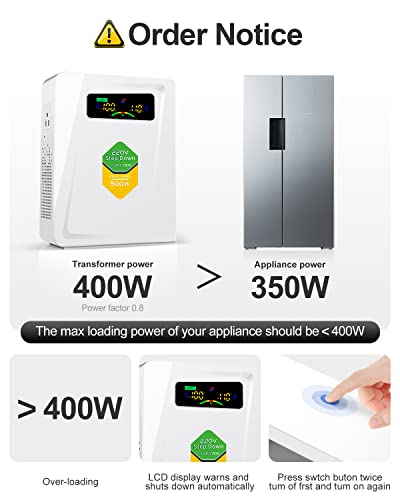 Voltage Converter 220 to 110 Step Down Transformer 500W Adapter (Step Down / 500W)