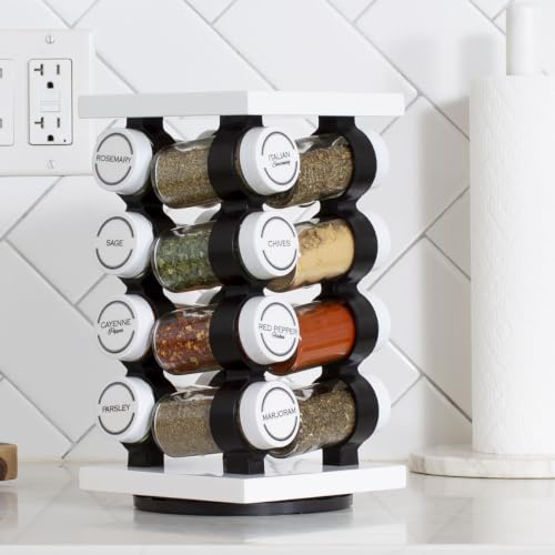 16 Jar Rotating White Spice Rack