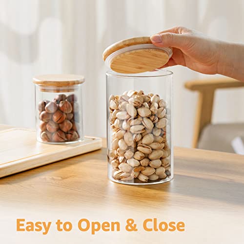32 Oz Thick Walled Glass Jars with Bamboo Lid Airtight (32 floz (4-Pack))