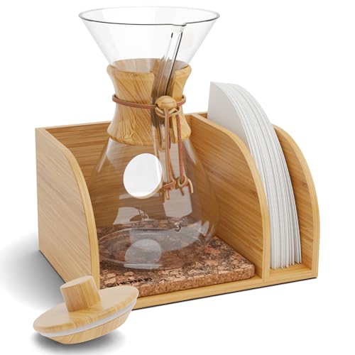 Pour Over Caddy with Lid for Chemex Bodum Cosori Coffee Makers Cork (Cork-1)
