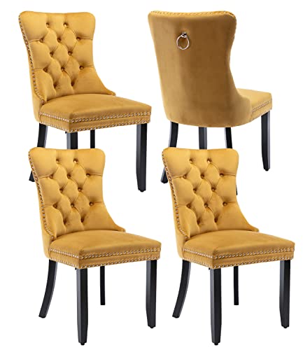 Gold Velvet Dining Chairs Set of 4 (Glod)