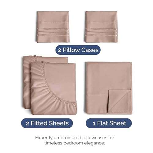 Split King Size 5 Piece Sheet Set (34 - Mauve / Split King Size)