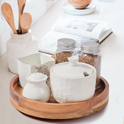 12" Acacia Wood Lazy Susan Organizer for Cabinet