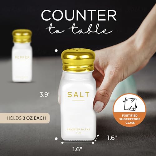 Gold Salt and Pepper Shakers Set by Brighter Barns (White/Gold)