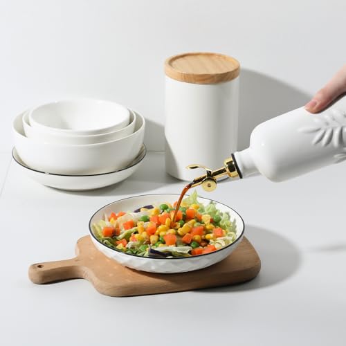 Sweejar 18 Oz Oil Dispenser for Kitchen with Gravity Spout (White / 18 Oz(Gold Spout))
