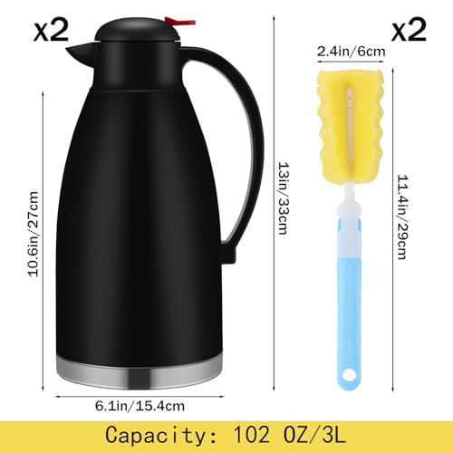 2 Pcs 102 oz Stainless Steel Thermal Coffee Carafe (Black / 102 oz)