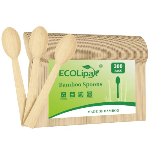 300 Count Disposable Compostable Bamboo Spoons for Party (spoons)