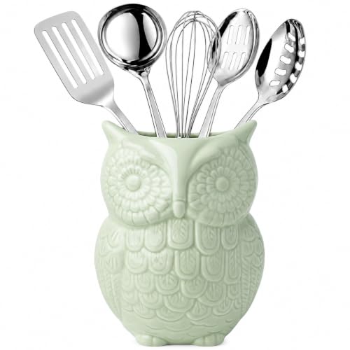 Sage Green Owl Utensil Holder (Sage Green)