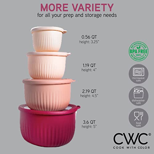 Prep Bowls with Lids (Rose / 8 Piece Set - Deep Bowls)