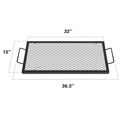 Heavy Duty Rectangular Fire Pit Grill Grate with X (32-INCH)