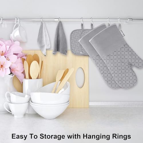 Oven Mitts and Pot Holders 6pcs Set (Light Gary)