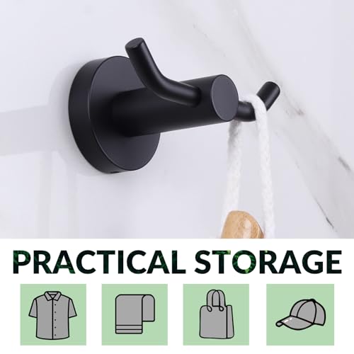Matte Black Double Towel Hook for Bathroom