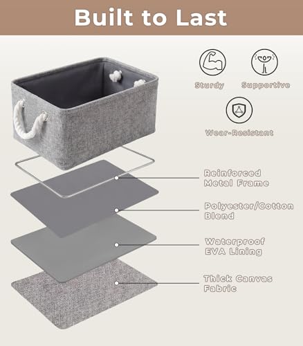 Storage Bins for Shelves (Grey / Small -11.8Lx7.9Wx5.2H)