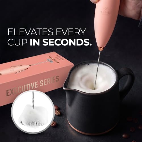 Powerful Milk Frother Wand With Duracell Batteries (Gift Box Rose Peach / Z1 Motor + Batteries)