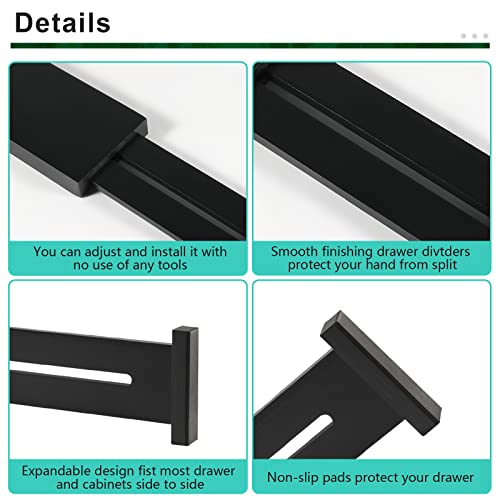 4 Pack Bamboo Drawer Dividers Organizer with Inserts 2.6'' High (4 Count)