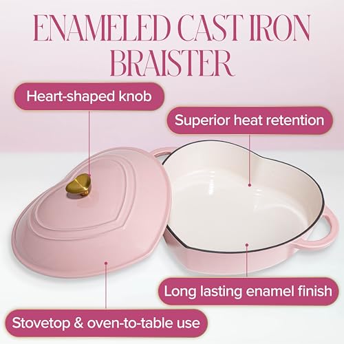 Enameled Cast Iron Braiser (Pink / 3.5-Quart)