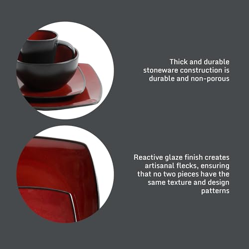 Soho Lounge Square 16 (Service for 4 (16pcs) / Red/Black (Soho Lounge))