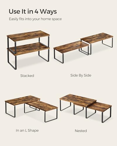 Cabinet Organizer Shelf (Black + Natural / 2*L (5.4"H) + 2*L (6.2"H))