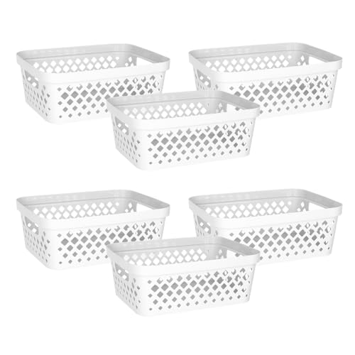 Plastic Storage Basket Set (White / 2 Gallon)