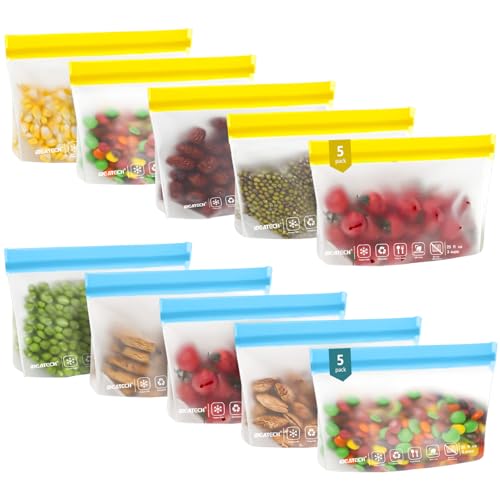 10Pack Reusable Snack Bags Dishwasher Safe (Multicolor)
