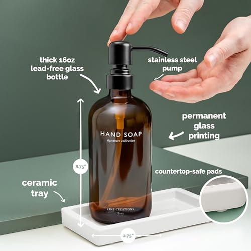 Amber Glass Soap Dispenser Set (Amber Bottle / Matte Black Pump)
