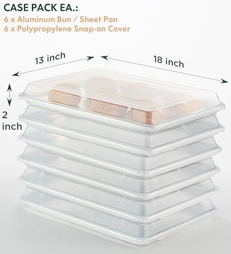 6-Pack 1/2 Size 18''x13'' Sheet Pan with Cover (18 x13 Inch (6-Pack Pan with Lid))