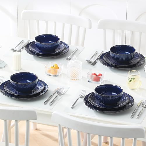 12 Pieces Dinnerware Sets (Blue / Service for 4 (12 Pcs))