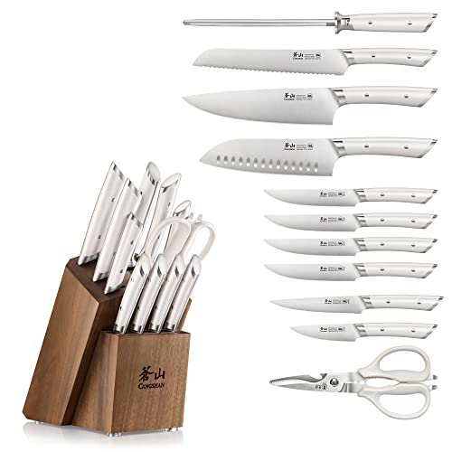 HELENA Series German Steel Forged Knife Block Set (12-Piece / White)