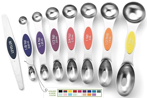 Stainless Steel 8 Magnetic Measuring Spoons (Mountain Sunrise / 1-Pack)