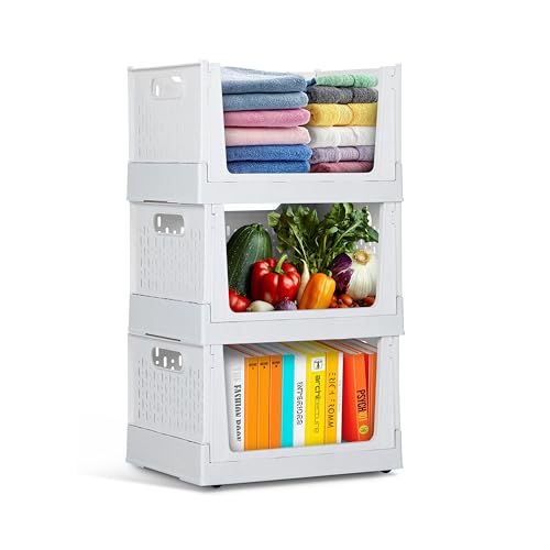 Foldable Stackable Storage Bins with Wheels (3 Count)