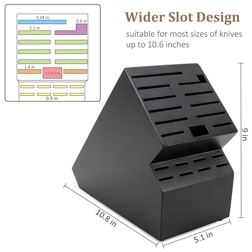 Knife Block for Kitchen Countertop (Black-20 Slot)