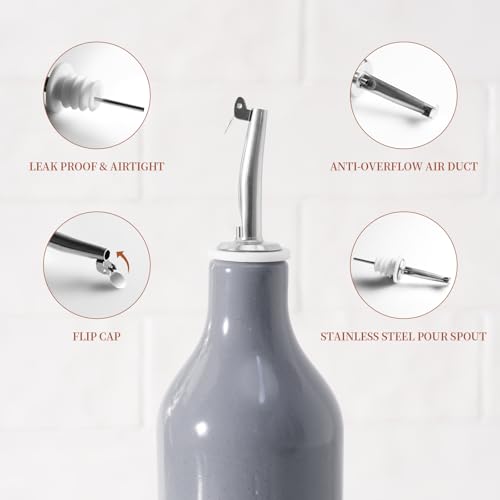 16oz Ceramic Oil Dispenser Bottle (Dark Gray / 1 Piece (Milkyway))