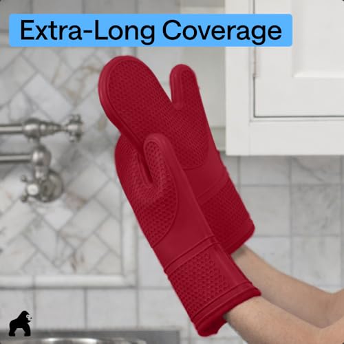 Silicone Oven Mitts (Red / 14.5" Oven Mitts)