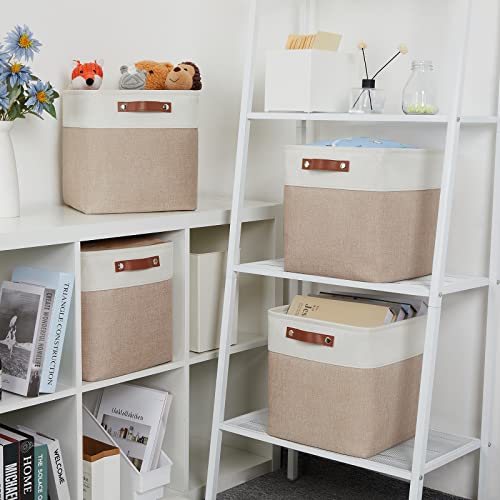 Cube Storage Bins (White&Khaki / M-12"x 12"x12")