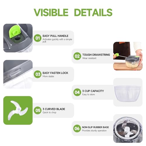 Manual Food Processor Vegetable Chopper (500ml / Ggreen)