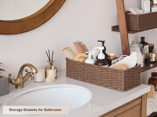 Toilet Tank Basket (Brown / 15 ¾"L x 6 ½"W x 4 ¼"H)