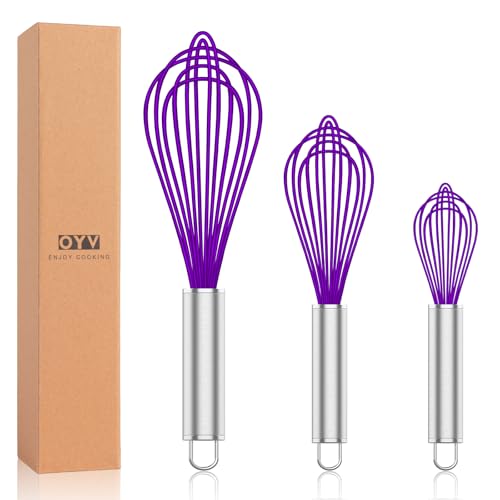 Purple Silicone Whisk Set of 3 (Premium(Purple Pack))